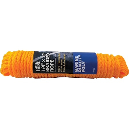 All-Source 1/4 In. x 50 Ft. Yellow Braided Polypropylene Packaged Rope 707023
